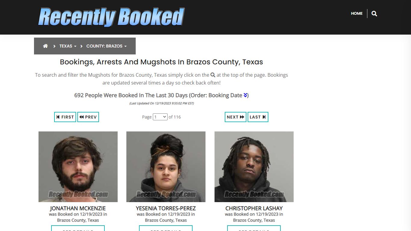 Recent bookings, Arrests, Mugshots in Brazos County, Texas